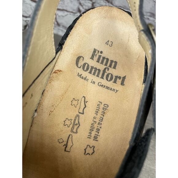 Finn Comfort Sylt Black Leather Triple Strap Wedge Sandals Men’s Sz 43EU/10M US - Picture 10 of 16